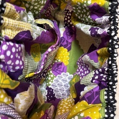 リボン付きドット柄がま口バッグ 作家作一点もの 特価の画像