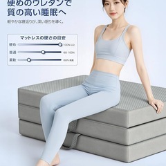 折りたたみ マットレス 厚さ10cm 三つ折り 高反発 敷き布団 体圧分散 抗菌 防臭 ウレタン 通気性 クイーンサイズ グレーの画像