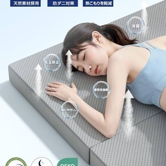 折りたたみ マットレス 厚さ10cm 三つ折り 高反発 敷き布団 体圧分散 抗菌 防臭 ウレタン 通気性 クイーンサイズ グレーの画像