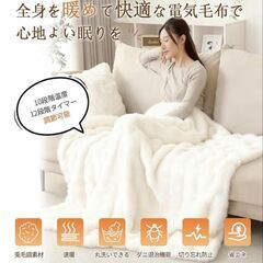 ふわふわ電気毛布 選択可能 タイマー付き 温度調整可能 ラビット調 デジタル リモコン ダニ駆除できるの画像