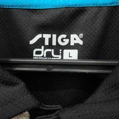 【未使用】スティガ 卓球 ウェア PACIFIC ゲームシャツ 半袖 ポロシャツ L ブラック ブルー メンズ STIGAの画像