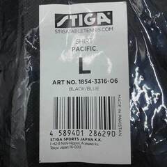 【未使用】スティガ 卓球 ウェア PACIFIC ゲームシャツ 半袖 ポロシャツ L ブラック ブルー メンズ STIGAの画像