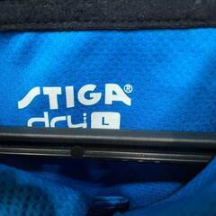 【未使用】スティガ 卓球 ウェア PACIFIC ゲームシャツ 半袖 ポロシャツ L ブルー ブラック メンズ STIGAの画像