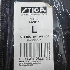 【未使用】スティガ 卓球 ウェア PACIFIC ゲームシャツ 半袖 ポロシャツ L ブルー ブラック メンズ STIGAの画像