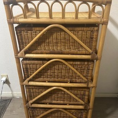 【ラタン4段チェスト】ナチュラル収納＊使用感ありのためお得価格の画像