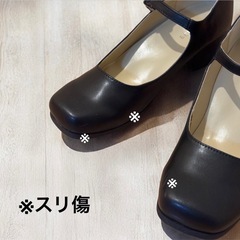 BENEBIS ベネビス パンプス 23cm EEE 黒 ストラップ スクエアの画像