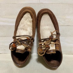 ノースワークス モカシン ハラコ レザーシューズ 茶系　22.5cmの画像