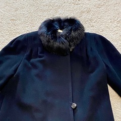 リアルブルーフォックスファー付ウールロングコート cojana 上質ウールの画像