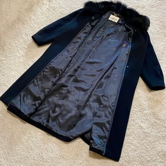 リアルブルーフォックスファー付ウールロングコート cojana 上質ウールの画像