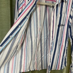 GOTCHA ガッチャ 通年 ロゴ刺繍 長袖 ストライプ シャツ サイズM メンズ 長袖シャツ ストライプ 長袖 ホワイト　ブルーの画像
