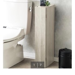 【未使用完成品】ニトリ　トイレ収納(トゥール ホワイトウォッシュ)の画像