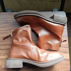 新品 22.5cm レディース ブーツ ブラウン 厚底 シューズ ショートブーツ 識別番号:【B161-Z】の画像