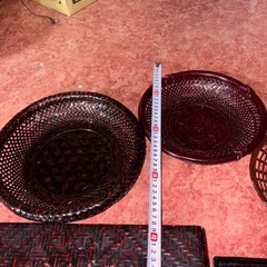 GYP1122 らんたい漆器　籃胎漆器　九籃　お盆　丸盆　花台　久留米の画像