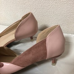 バイカラーパンプス ピンク Sサイズの画像