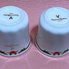 【未使用】Giovanni Valentino ジョヴァンニバレンチノ マグカップ 2客セット／イタリア製／白磁×金彩×ボタニカル柄／ティーカップ・コーヒーカップにの画像
