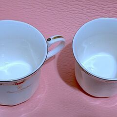 【未使用】Giovanni Valentino ジョヴァンニバレンチノ マグカップ 2客セット／イタリア製／白磁×金彩×ボタニカル柄／ティーカップ・コーヒーカップにの画像