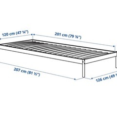 IKEA セミダブル　ベッドフレーム　ホワイト　イケア　ベベルスタードの画像