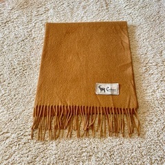 カシミヤタッチ マフラー キャメル 無地 男女兼用の画像