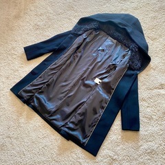 Karlingアンゴラ混フード付ミドルコートS黒の画像