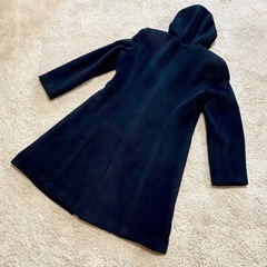 アンゴラ混フード付ロングコート Mサイズ 黒　BLACKの画像