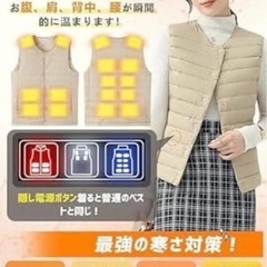 【新品未開封】電熱ベスト ヒーターベスト ホワイト L 3段階調温 速暖  軽量 アウター バッテリー無し 洗濯可 の画像