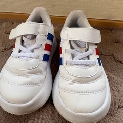 adidas キッズスニーカー　ストライプ赤青15cmの画像