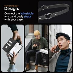 Spigen 【創業18年の技術力】 iPhone 15 Pro Max ケース 手帳型 革 ショルダー ストラップ 財布 マグネット式 カード収納 スタンド機能 カード ウォレットSプロ ACS06605 (ブラック)の画像