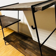 キャンプ用の特注ギアラック（木×鉄）の画像