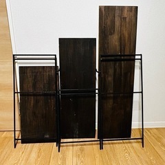 キャンプ用の特注ギアラック（木×鉄）の画像