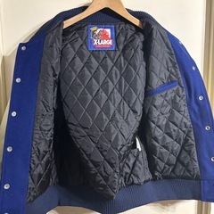 FAT x X LARGE 袖革メルトンスタジャン Mの画像