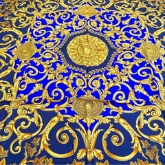Versace スカーフシルク100% メドューサ メデューサ ネイビーゴールドの画像