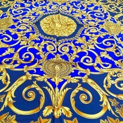 Versace スカーフシルク100% メドューサ メデューサ ネイビーゴールドの画像