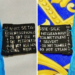 Versace スカーフ シフォン シルク100% ブルー ネイビー ゴールドの画像