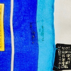 Versace スカーフ シフォン シルク100% ブルー ネイビー ゴールドの画像