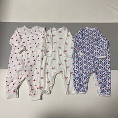 プチバトー H&M ロンパース 12m/74cm ハート柄 花柄 カニ柄の画像