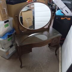 【引取限定/自社配送可】アンティークドレッサー 鏡台 化粧台 彫...