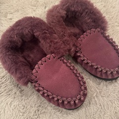 美品　UGGスエードファーモカシンの画像