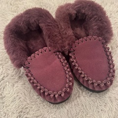 美品　UGGスエードファーモカシンの画像