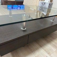 ニトリ ガラス ローテーブル 収納付の画像