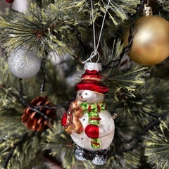 クリスマスガラスオーナメント 雪だるまの画像