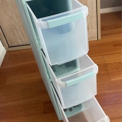 【85%新品】日本製 水色3段収納ケース/ボックスの画像