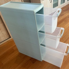 【85%新品】日本製 水色3段収納ケース/ボックスの画像