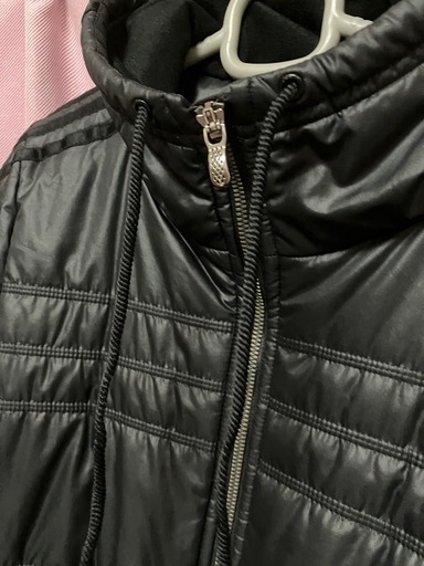 adidas アディダス ダウンジャケット 黒 ブラック ジップアップ ジャンパー アウター L 中綿ジャケット スリムジャケット