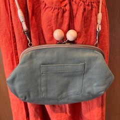 頒布製がま口ウォレットバッグ マルシェ購入の画像