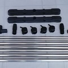 【簡単組立】新品　ステンレス多機能物干しスタンド（高さ調整自在）衣服整理に最適♪の画像