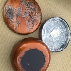 ２段菓子入れ　小物入れ 菊柄　昭和の画像