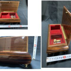 アクセサリーケース　小物入れ　鍵付き 楽器の絵　オルゴールは動作不良ありの画像