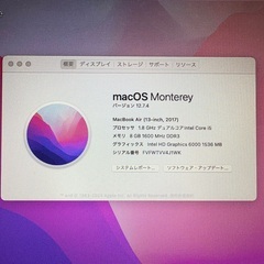 MacBook Air 13inch, 2017 　8GB　128GB　USキーボードの画像