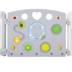 カトージ ベビーサークル 2ドア コロコロランドII (ホワイト&グレー)の画像