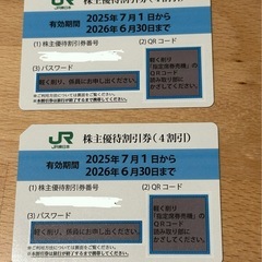 JR東日本株主優待券4割引×2枚（有効期限2026年6月30日） の画像